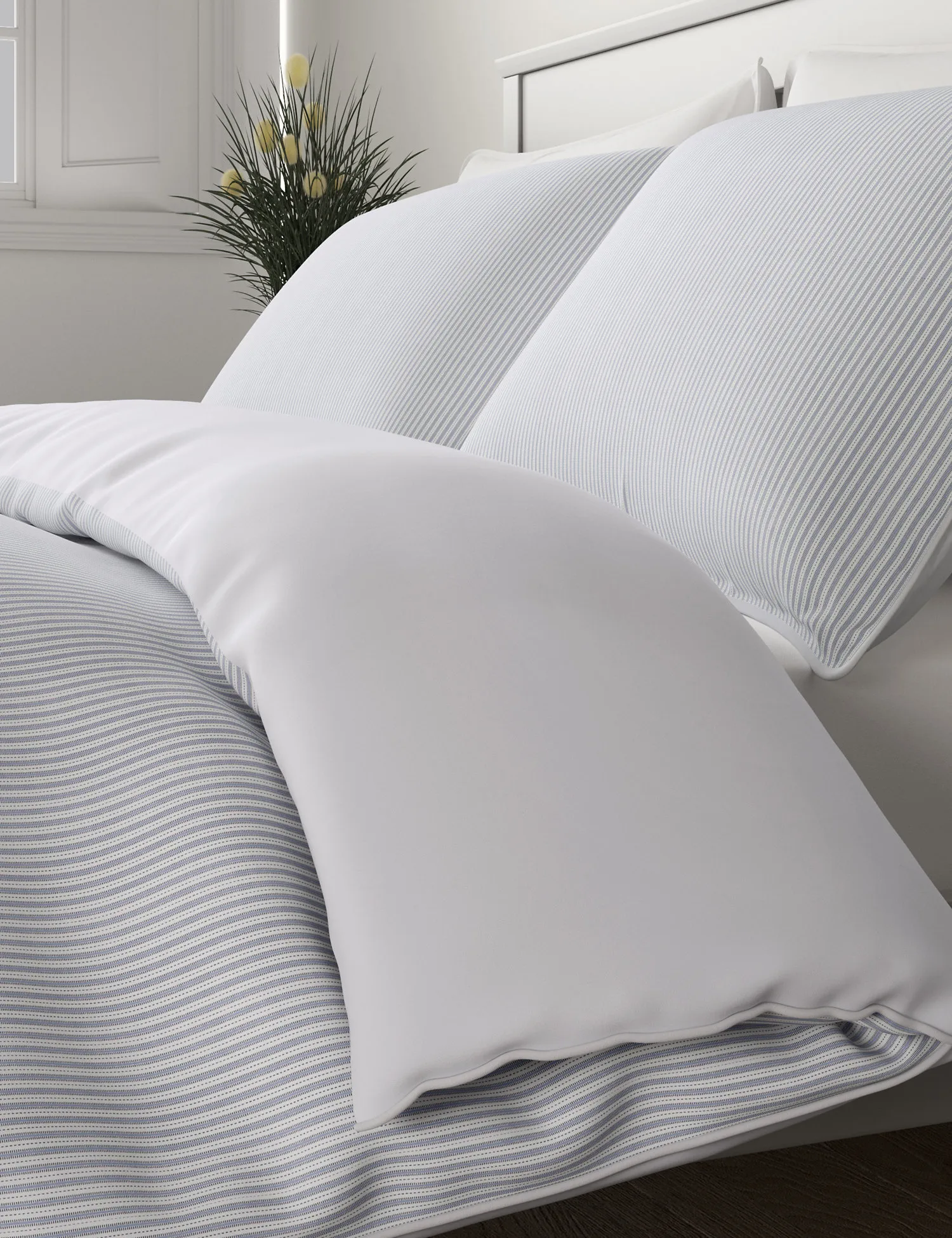 M&S Percale Striped Bedding Set