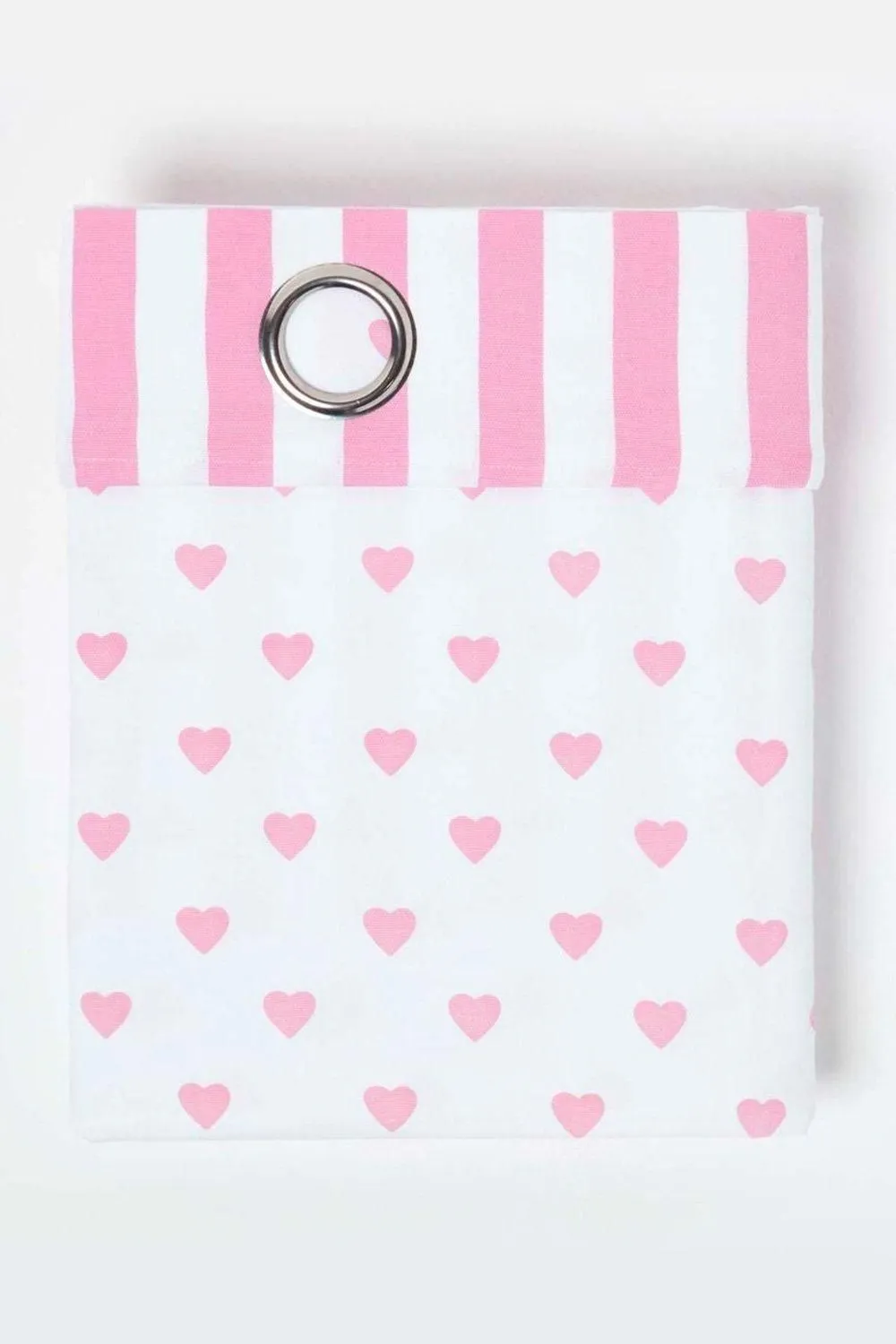 Homescapes Pink Love Hearts Ready Made Eyelet Curtain Pair 3