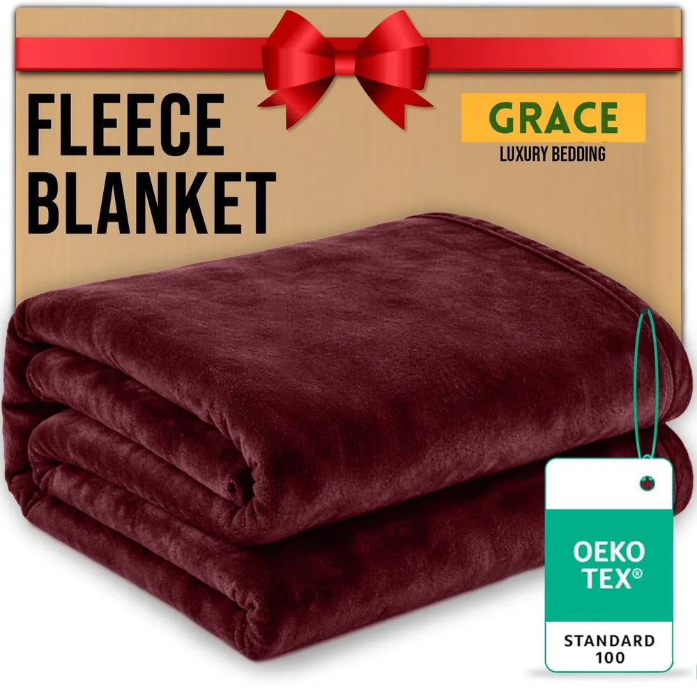 Grace Lazzaro Flannel Fleece Ultrasoft Throw Blankets in Burgundy