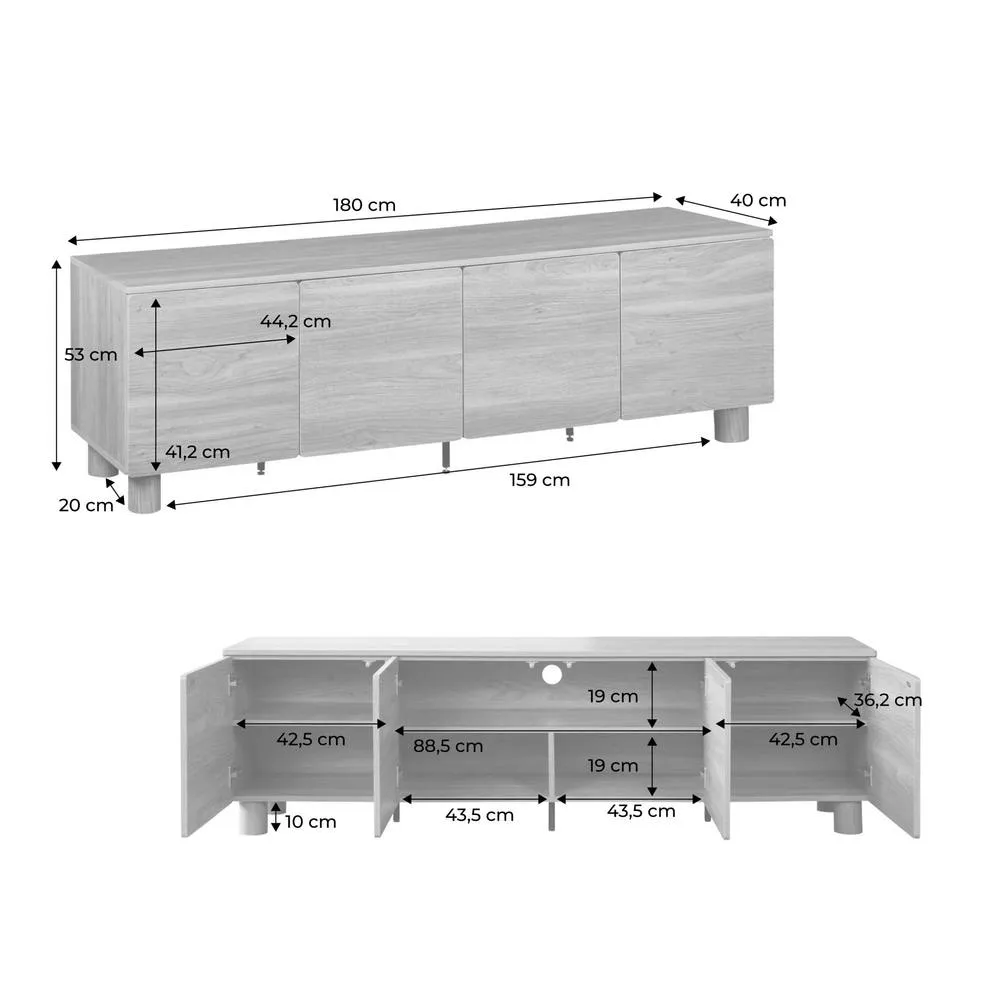 sweeek Wood decor TV stand 4 doors 180cm in Brown 5