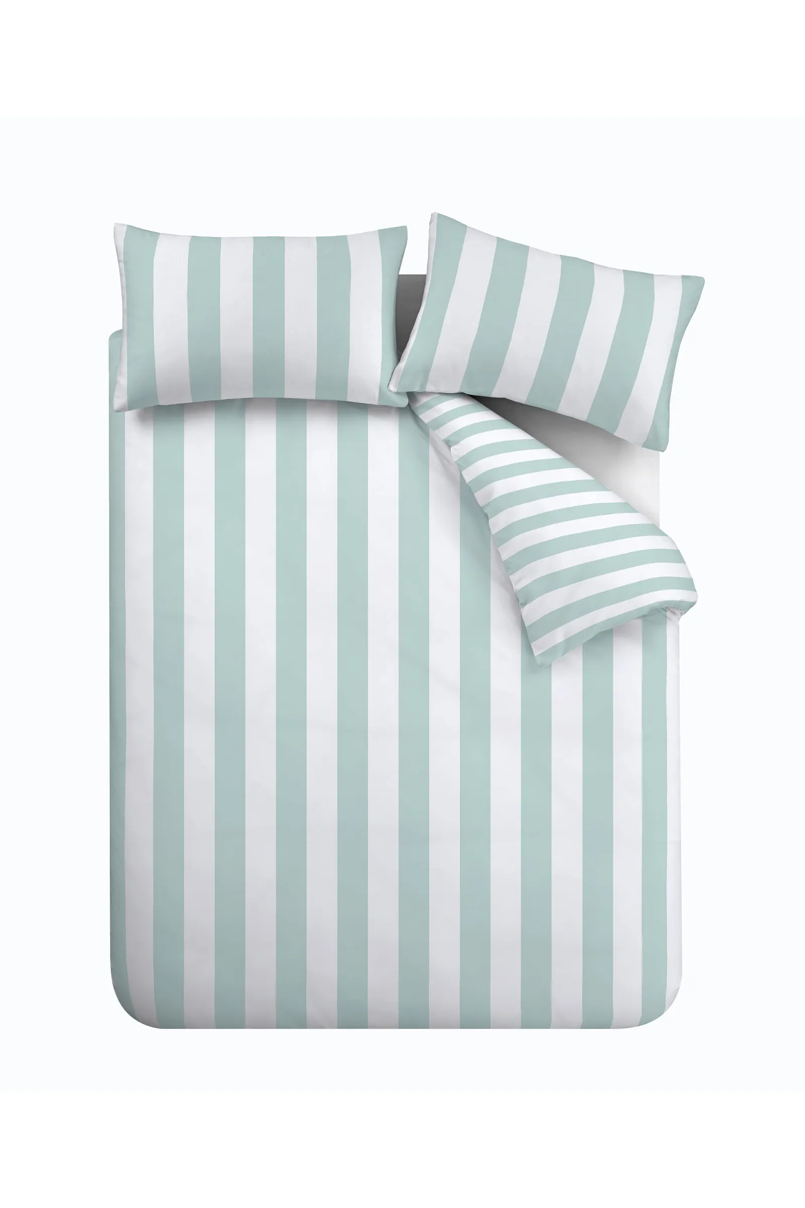 Catherine Lansfield 'Cove Stripe' Reversible Duvet Cover Set in Duck Egg Blue 5