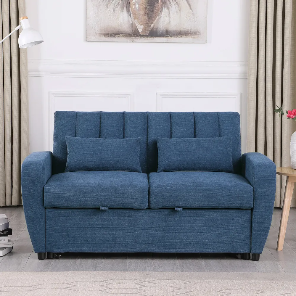 Gibson - Two-Seater Sofa Bed - Blue - Fabric - Two Seater - Make It Homely 1