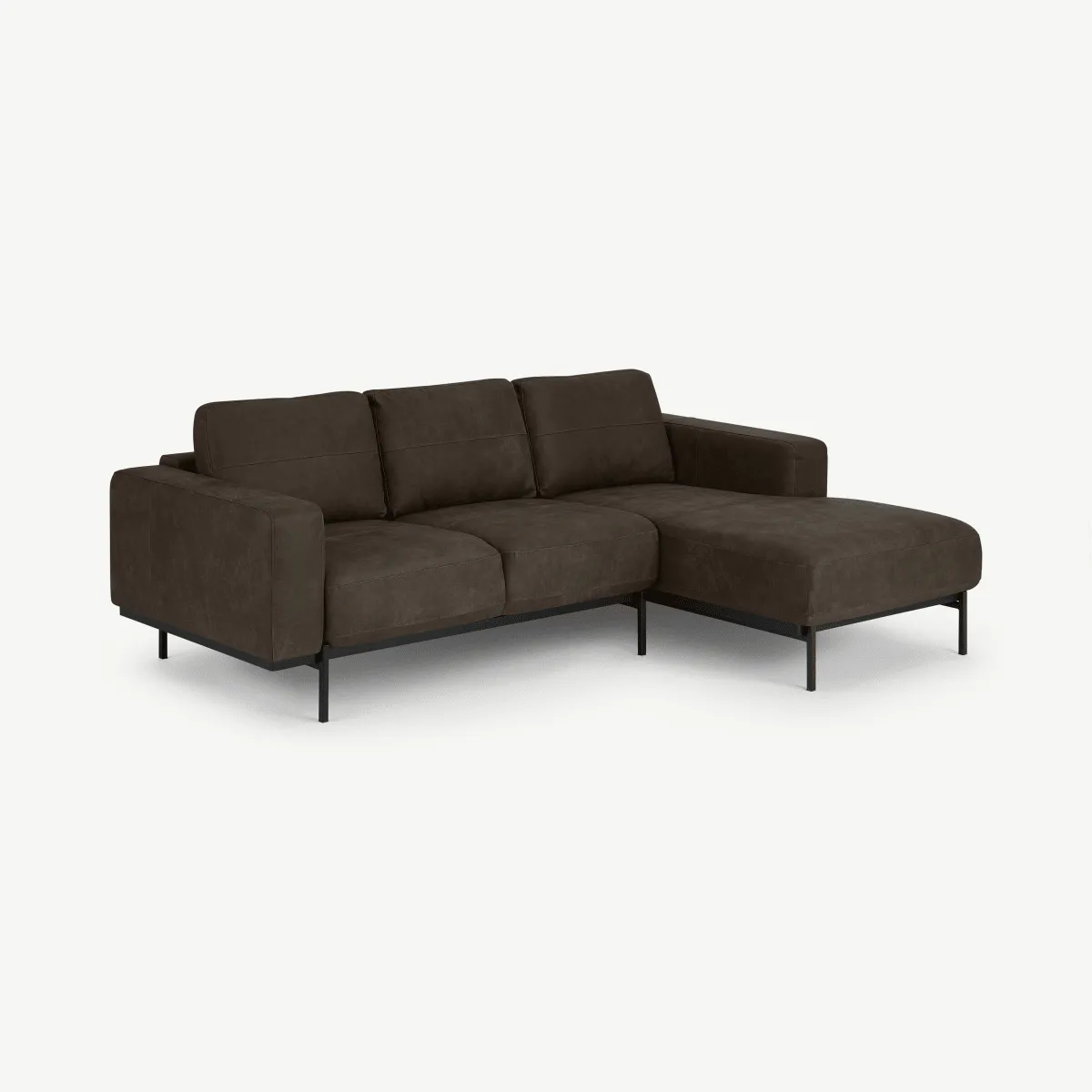 Jarrod Right Hand facing Chaise End Corner Sofa, Truffle Brown Leather