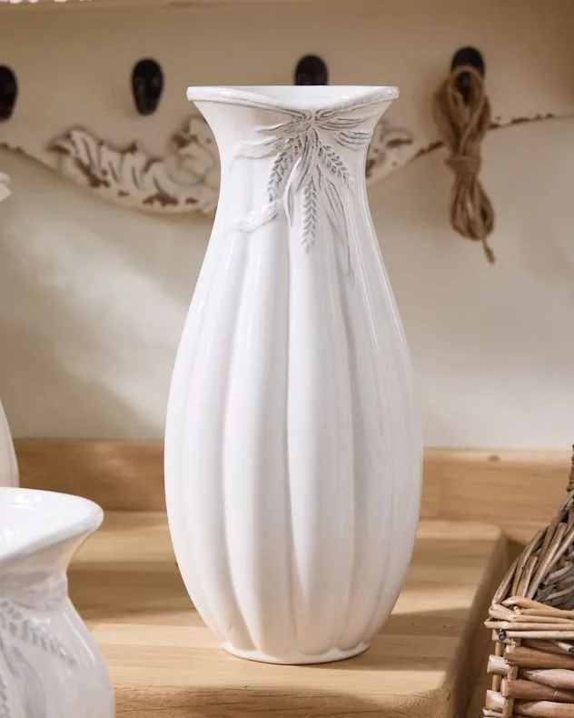 Dibor Traditional White Ceramic Tall Table Decor Flower Vase