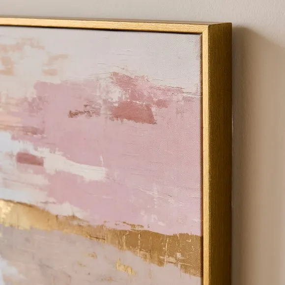Set of 2 Abstract Global Pink & Gold Framed Canvases 2