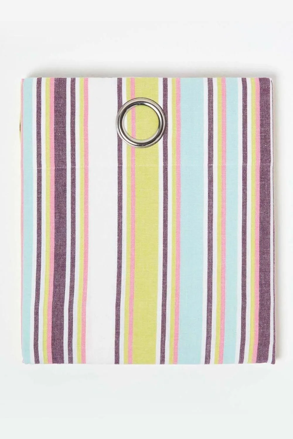 Homescapes Osaka Green Stripes Ready Made Eyelet Curtain Pair 2