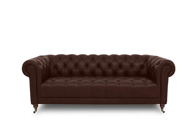 Columbus Leather 3 Seater Sofa with Castors