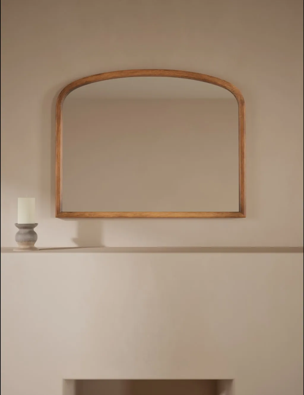 M&S Wooden Rounded Overmantle Wall Mirror Natural