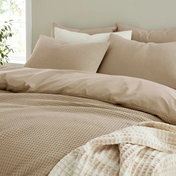 Ashton Waffle 100% Cotton Duvet Cover & Pillowcase Set 4