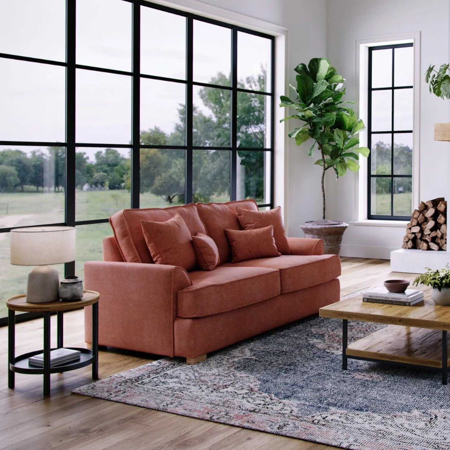 The Great Sofa Company Ophelia 2 Seater Chenille Sofa in Red 1