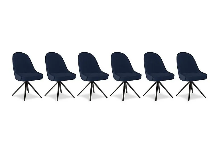 Jose Set of 6 Swivel Dining Chairs - Navy