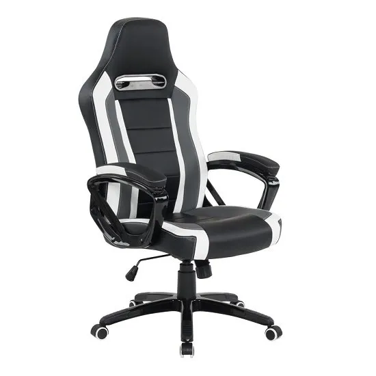 Neasa Black PU Gaming Office Chair With Grey And White Finish