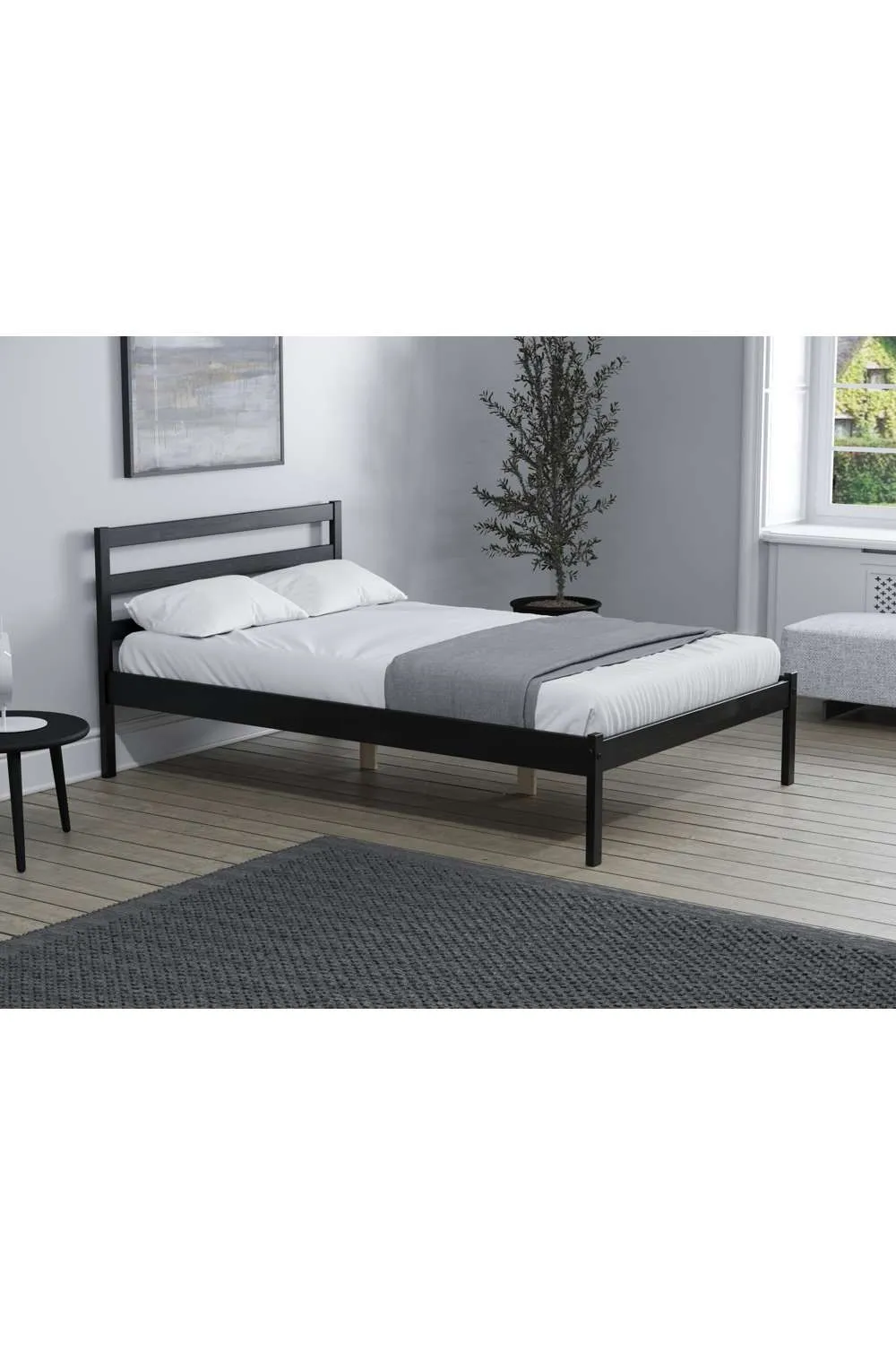 Birlea Luka Wooden Brown Bed Frame in Black