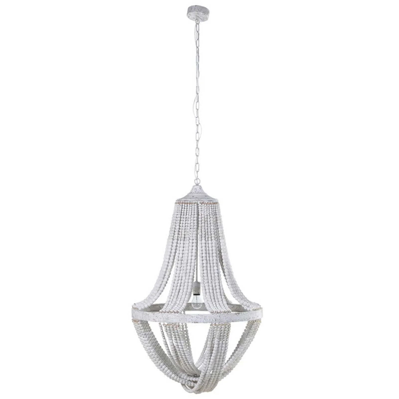 Large Wooden Bead Chandelier, White | Barker & Stonehouse 2