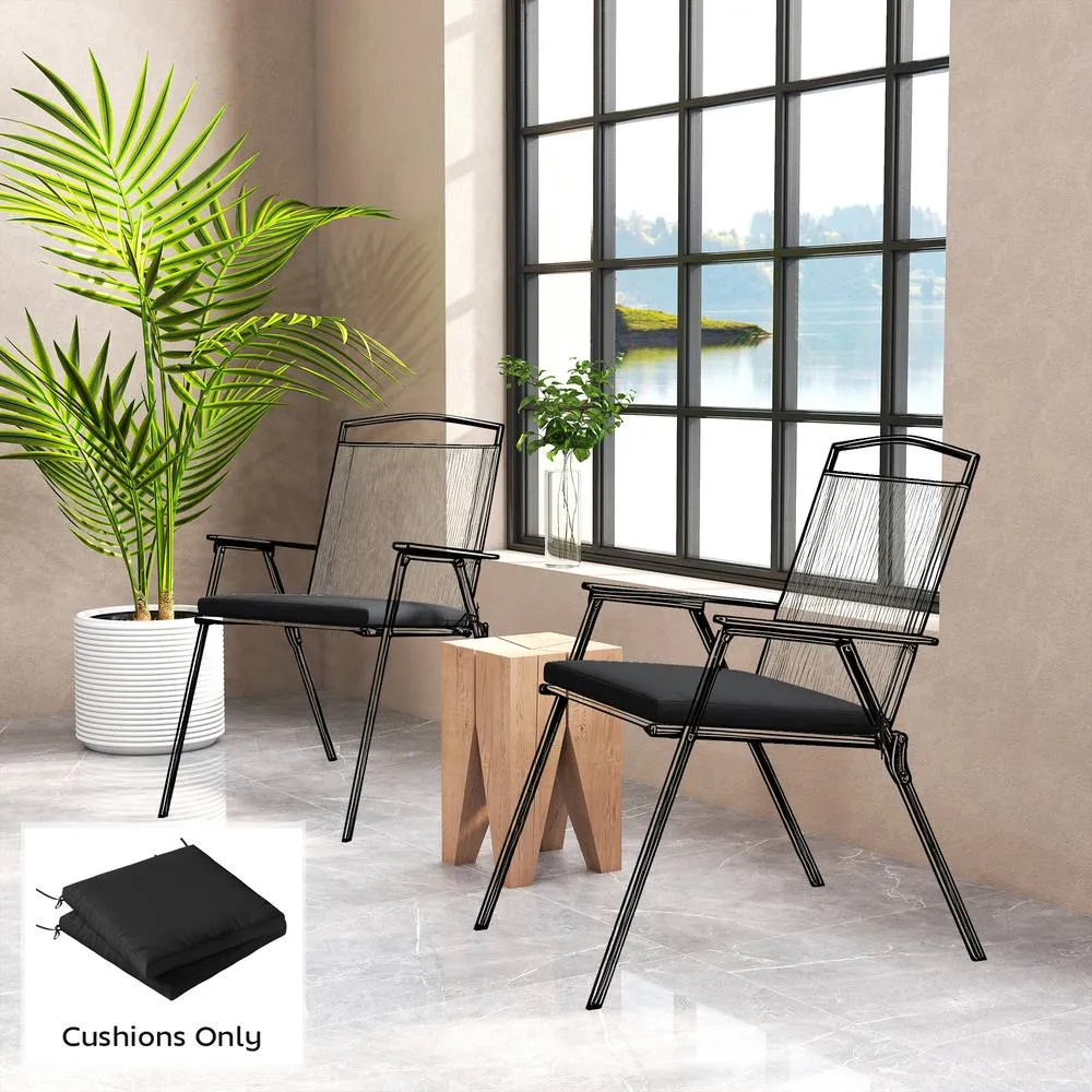 OUTSUNNY 2Pcs Garden Chair Cushions, Waterproof Seat Pads in Black 1
