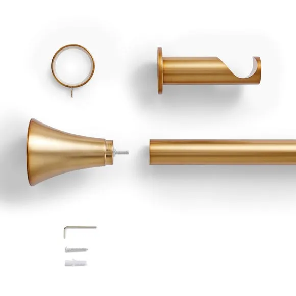 Flush Trumpet Fixed Metal Curtain Pole with Rings 2