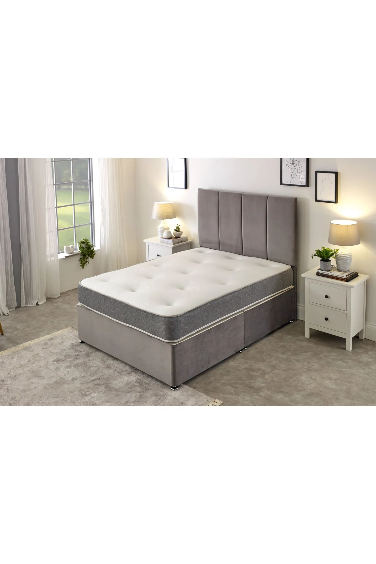 eXtreme Comfort Ltd Galaxy Memory Foam 22cm Deep Spring Tufted Mattress in Grey