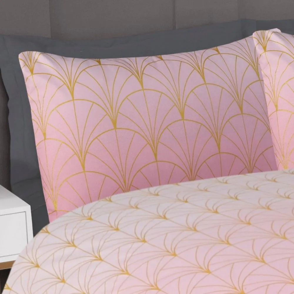 Smart Living Printed Luxury Ombre Metallic Deco Duvet Cover With Pillowcases in Pink 2