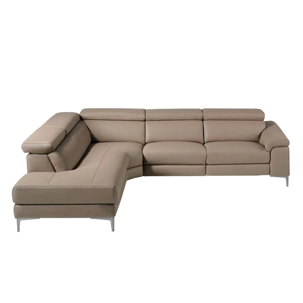 Angel Cerda Left Chaise 5-Seater Sofa, Mink Leather, Electric Relax in Taupe 2