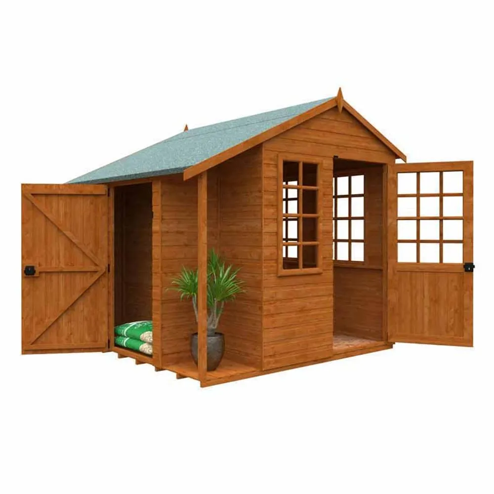 Buttercup Farm 8 x 8 Feet Multi 12mm Shed - Solid Wood/Softwood/Pine in Burnt Orange 2