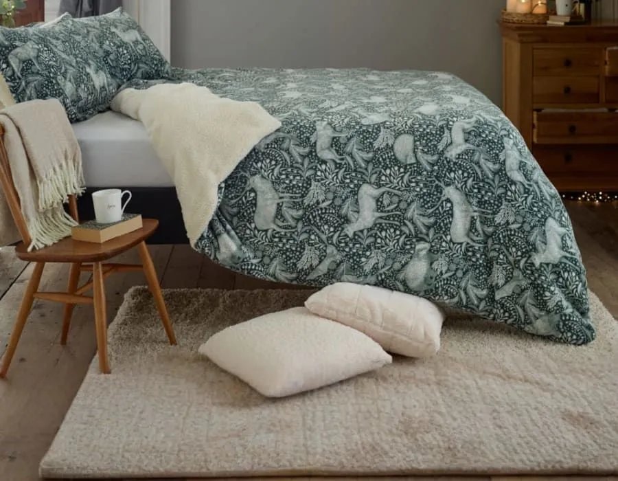 Deyongs Woodland Folk Printed Soft & Breathable Cotton Rich Duvet Cover Set in Dark Green 2