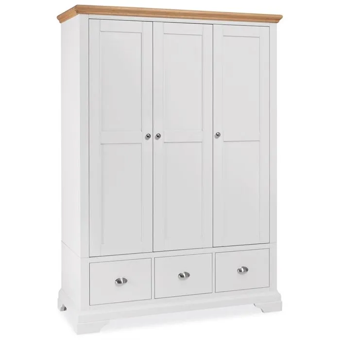 Carrington Triple Wardrobe, Ivory and Oak
