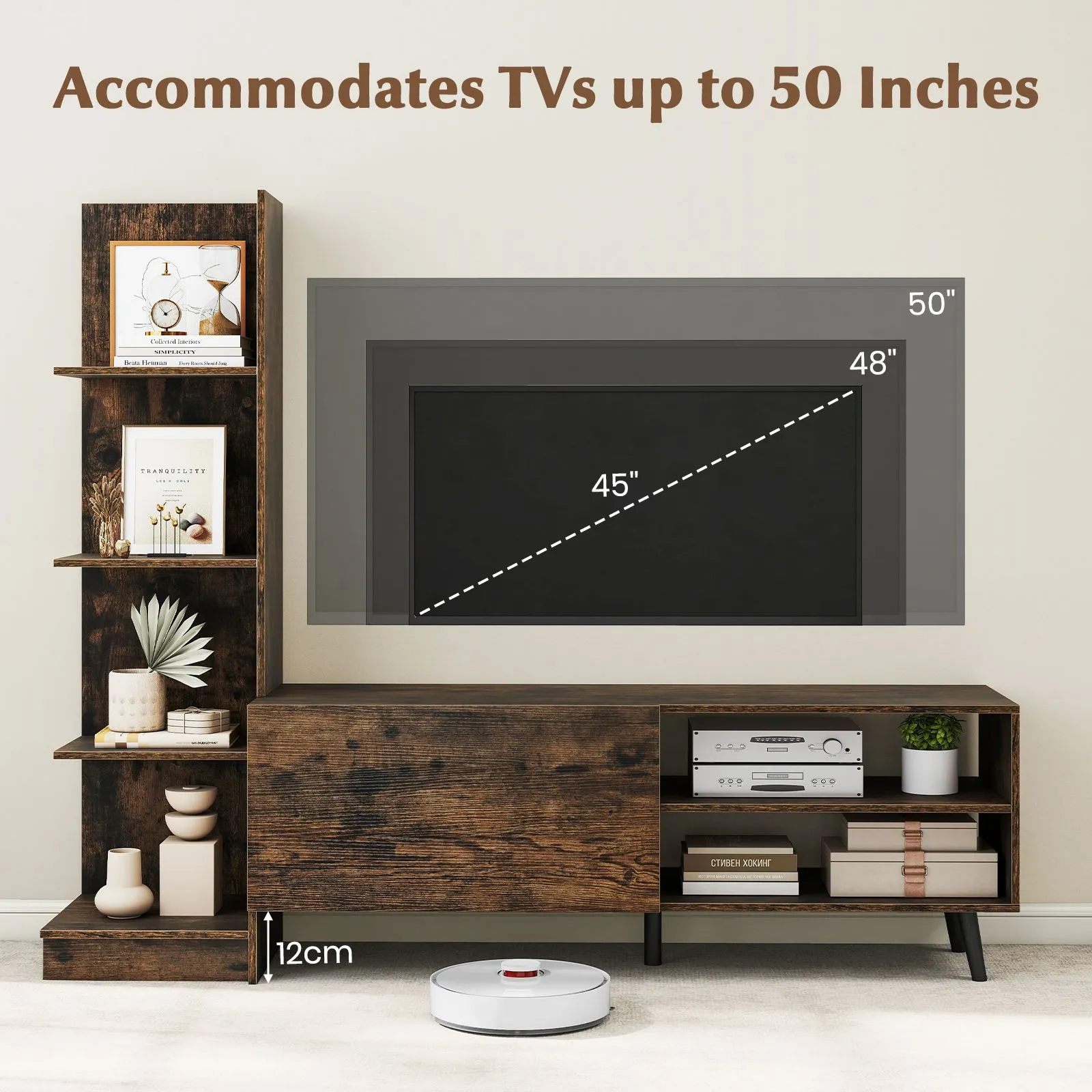 Costway TV Stand for TVs up to 50 Inches Entertainment Center in Brown 5
