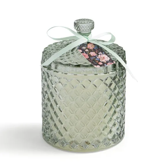 Lavender & Vanilla Pressed Glass Multi Wick Candle 3