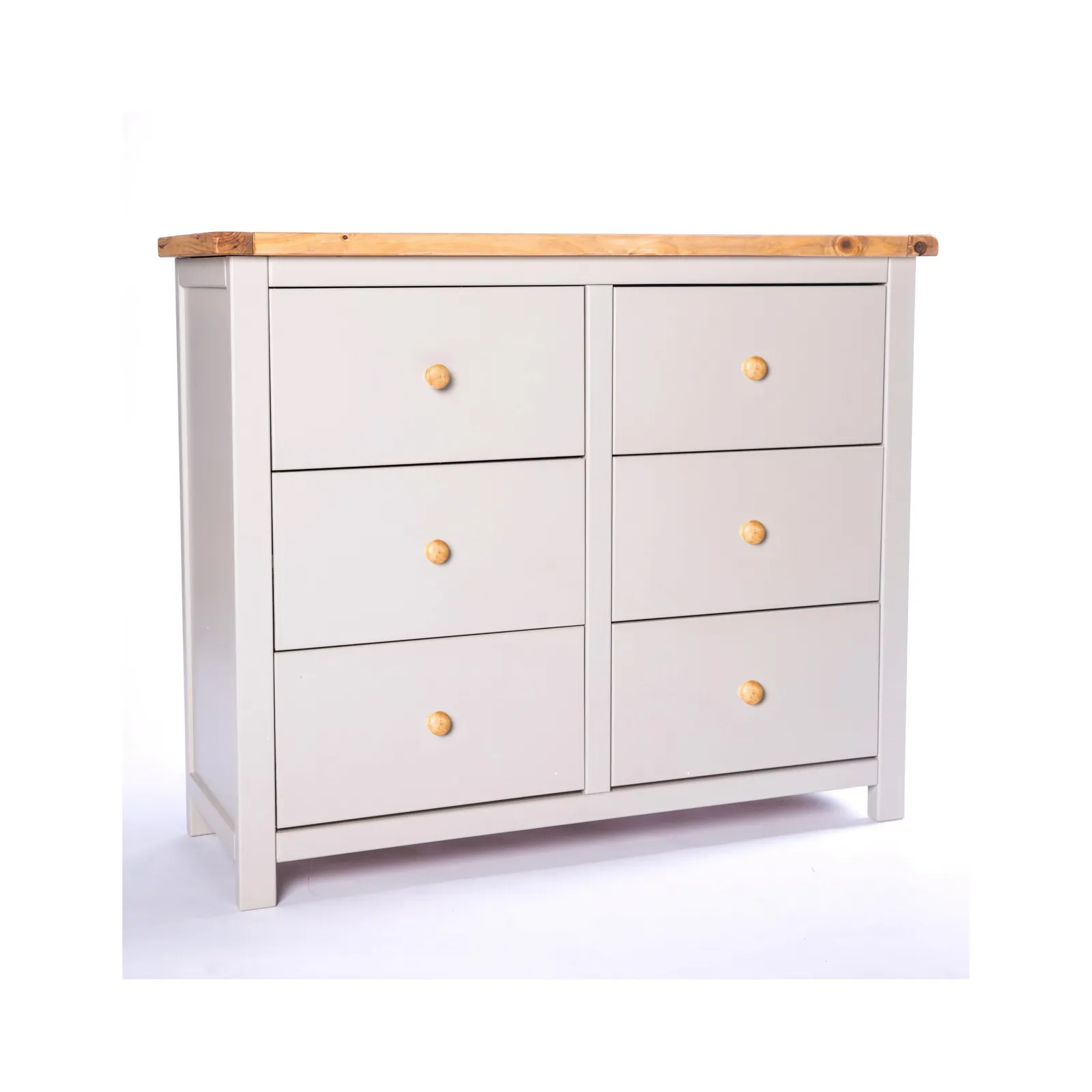 Cabinet Bits Argenta 6 Drawer Chest of Drawers Wood Knob in Light Grey 2