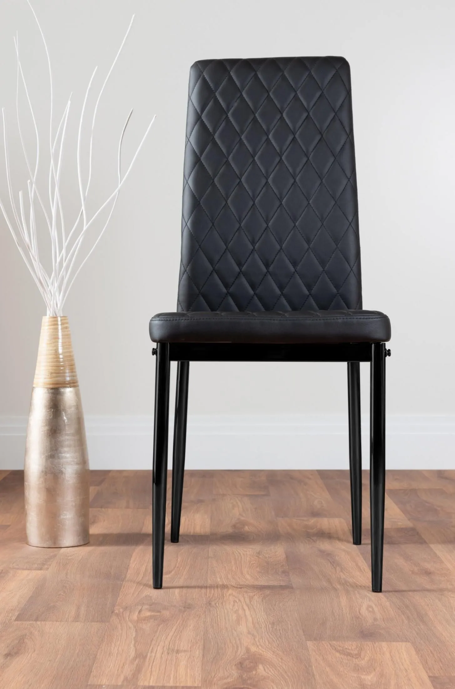 FurnitureboxUK Giovani 4 Grey Dining Table & 4 Milan Black Leg Chairs 6