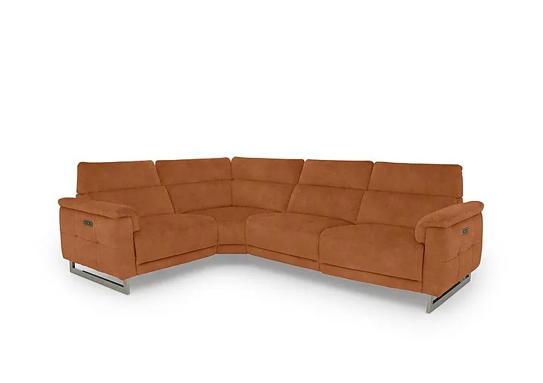 Moet Fabric Power Recliner Left Hand Facing Corner Sofa with Telescopic Headrests - Dexter Pumpkin