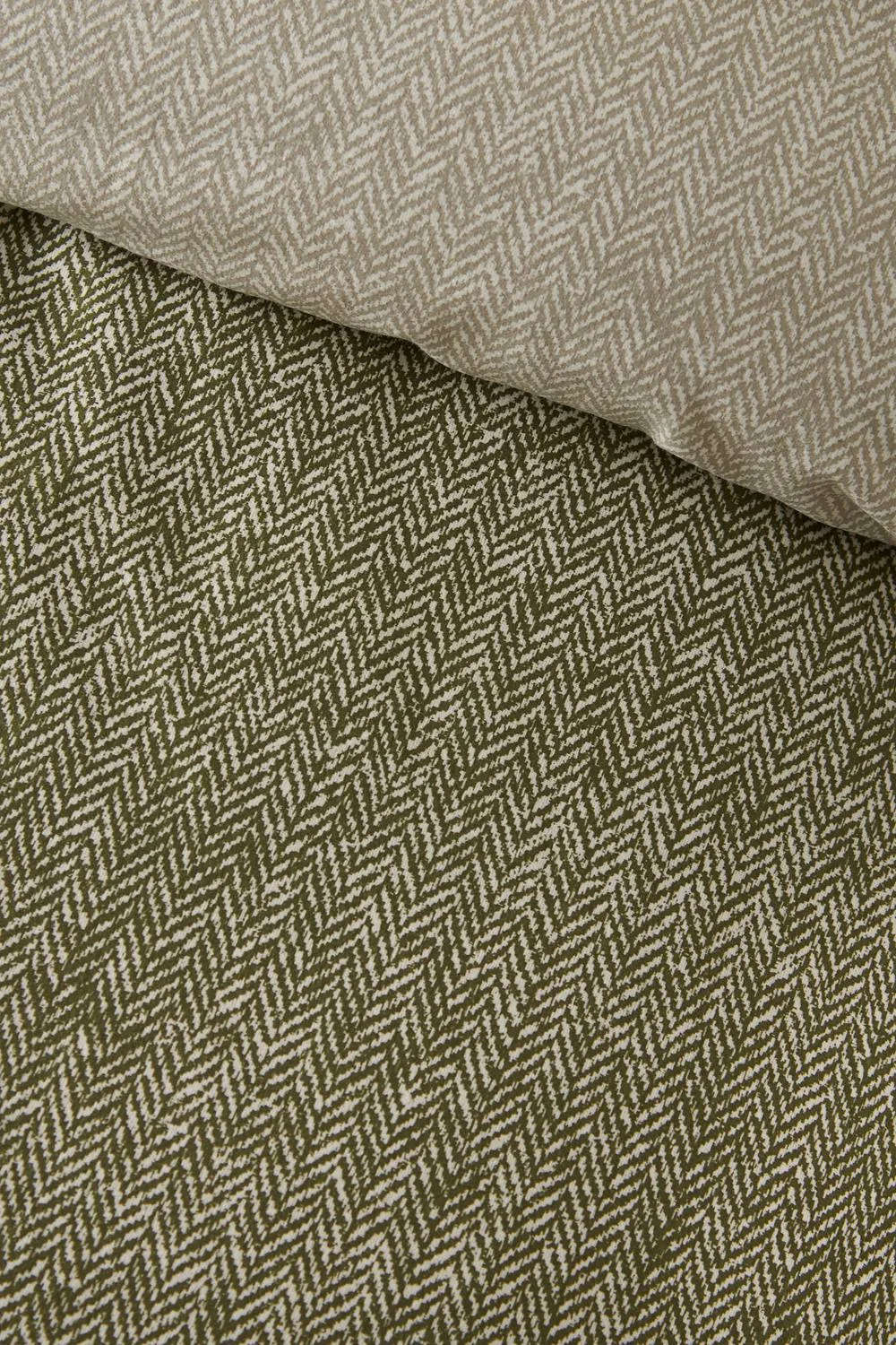 Catherine Lansfield Brushed Herringbone Cotton Reversible Duvet Cover Set in Green 4