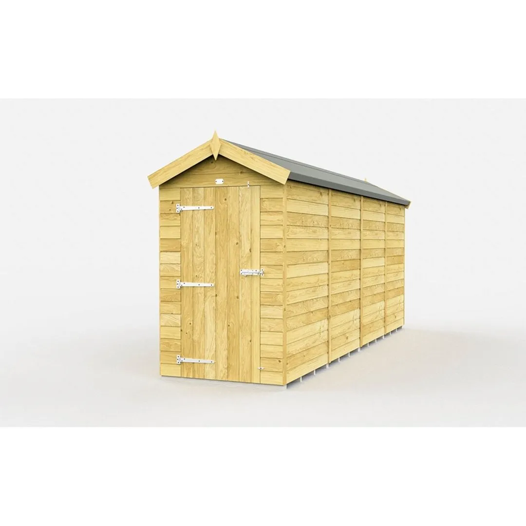 Buttercup Farm 4 x 15 Feet Apex Shed - Single Door W/O Window - L454 x W118 x H217 cm in Brown