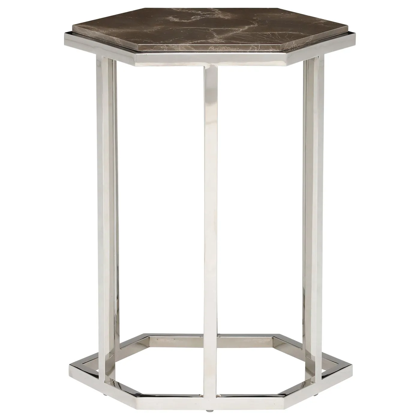 Zion Hexagonal Marble Accent Table, Amani Dark