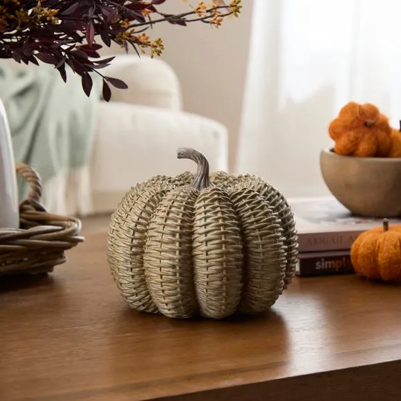 Woven Effect Resin Pumpkin Ornament