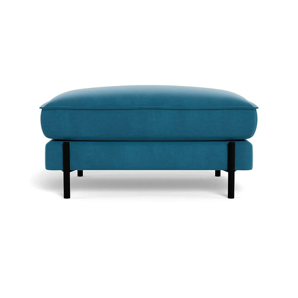 Heal's Tortona Footstool Smart Velvet Ocean Black Feet