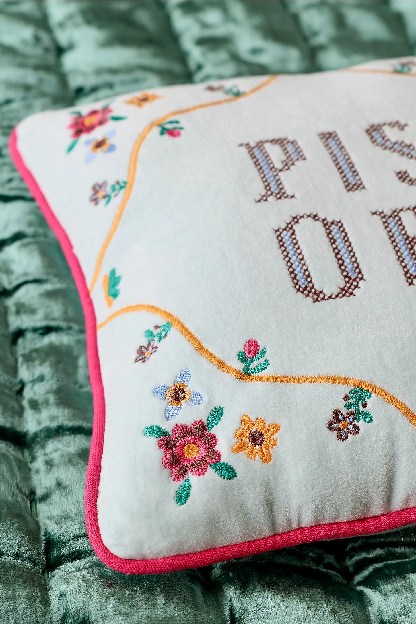 Blue P*ss Off Velvet Cushion - Blue 2