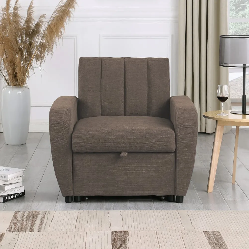 Gibson - Chair Sofa Bed - Brown - Fabric - Single Chair - Make It Homely 1