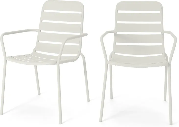MADE Essentials Set of 2 Tice Garden Dining Chair, Off White