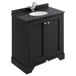 Bayswater Victrion Matt Black Traditional Freestanding Vanity Unit & Black Marble Top Basin - 800mm