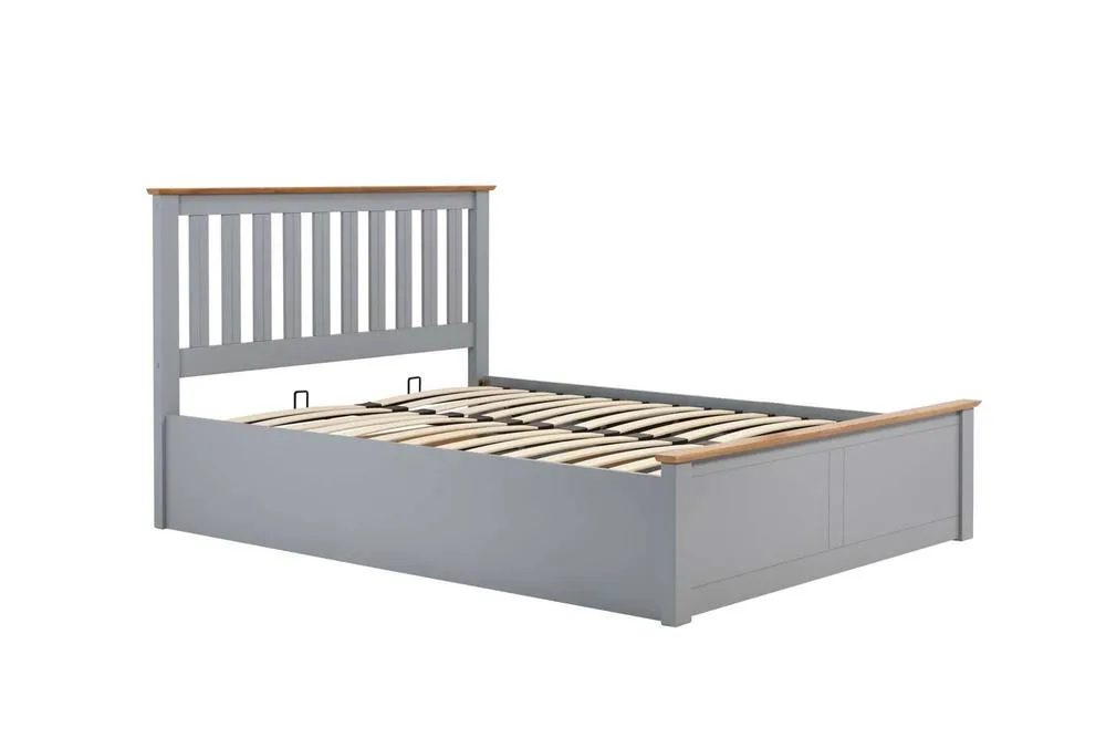 Birlea King Size Ottoman Bed Grey Aspen Wood Frame Storage 5FT Oak Solid 5