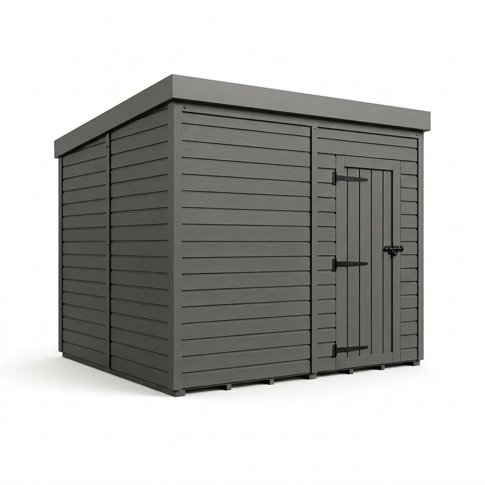 Buttercup Farm 8ft x 9ft Composite Pent Garden Shed Single Door No Windows - Grey