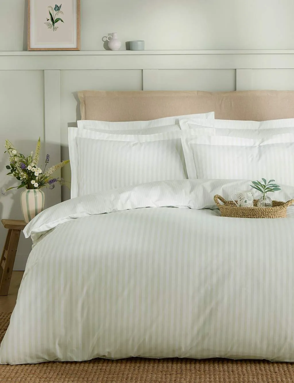 Sophie Allport Pure Cotton Uppingham Stripe Bedding Set White Mix