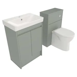 Clifton FS Vanity & WC Unit Combi Set 600+500mm c/w Basin, WC Pan & Cistern Willow Green