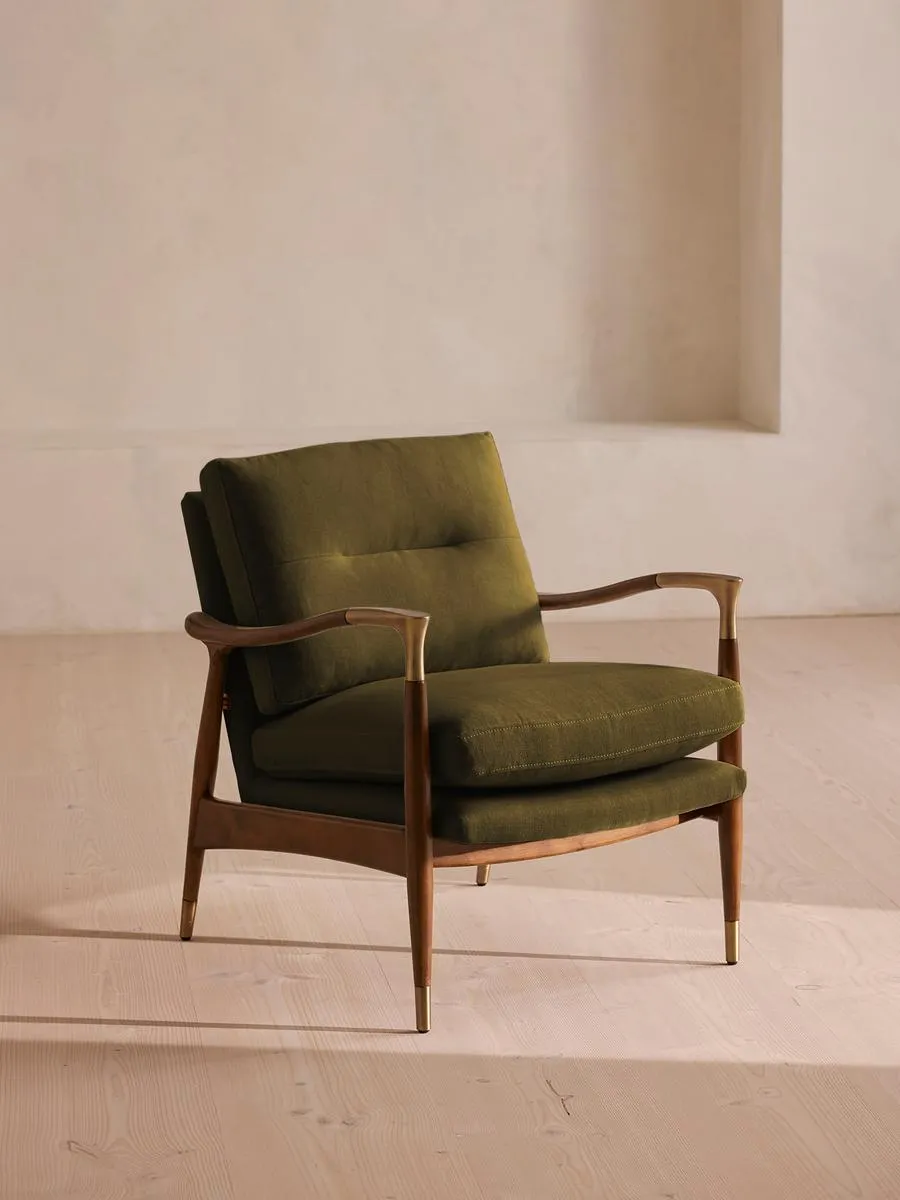 Theodore Armchair, Linen, Olive