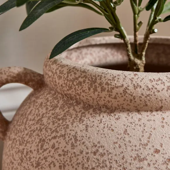 Wide Stone Vase with Handles 2