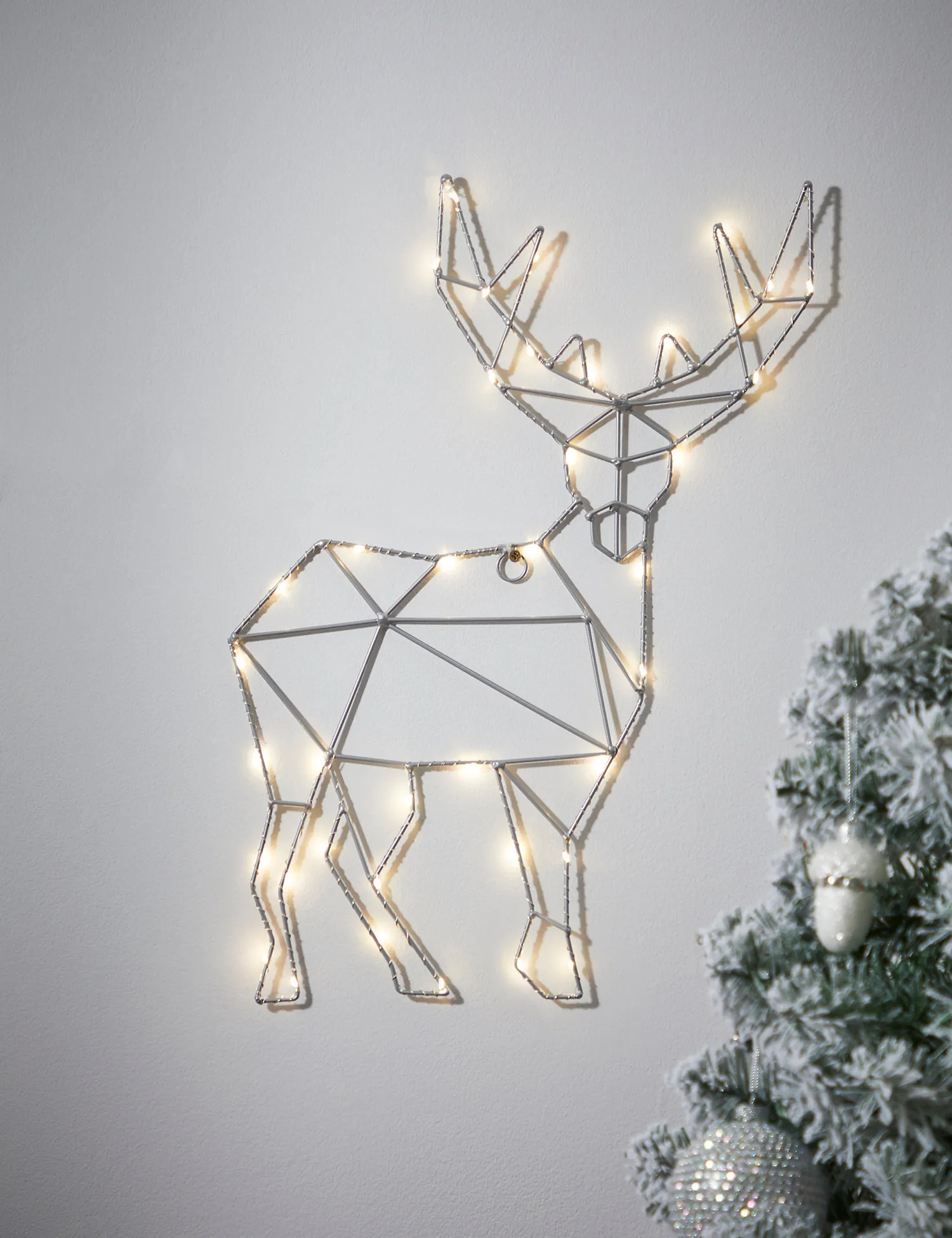M&S Silver Wire Light Up Stag Room Decoration, Silver