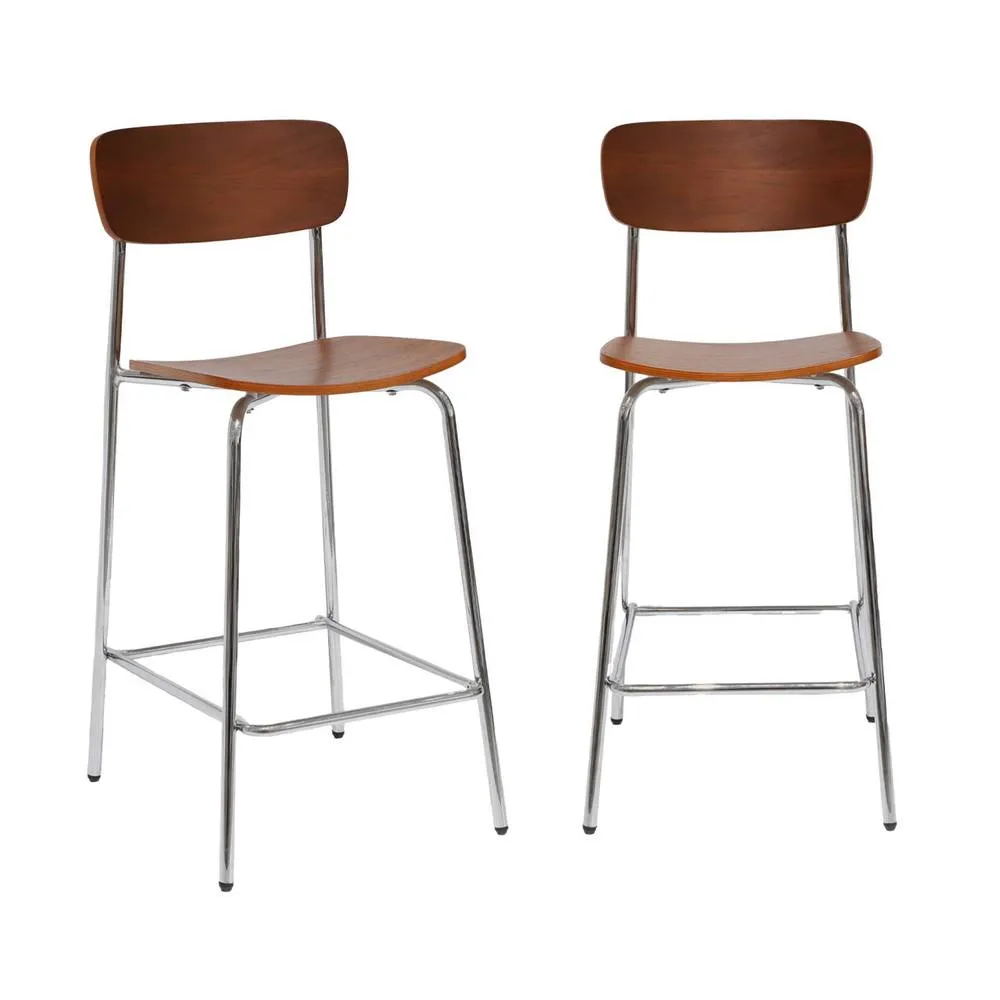 sweeek Vintage metal & plywood bar stool (set of 2) in Silver 2
