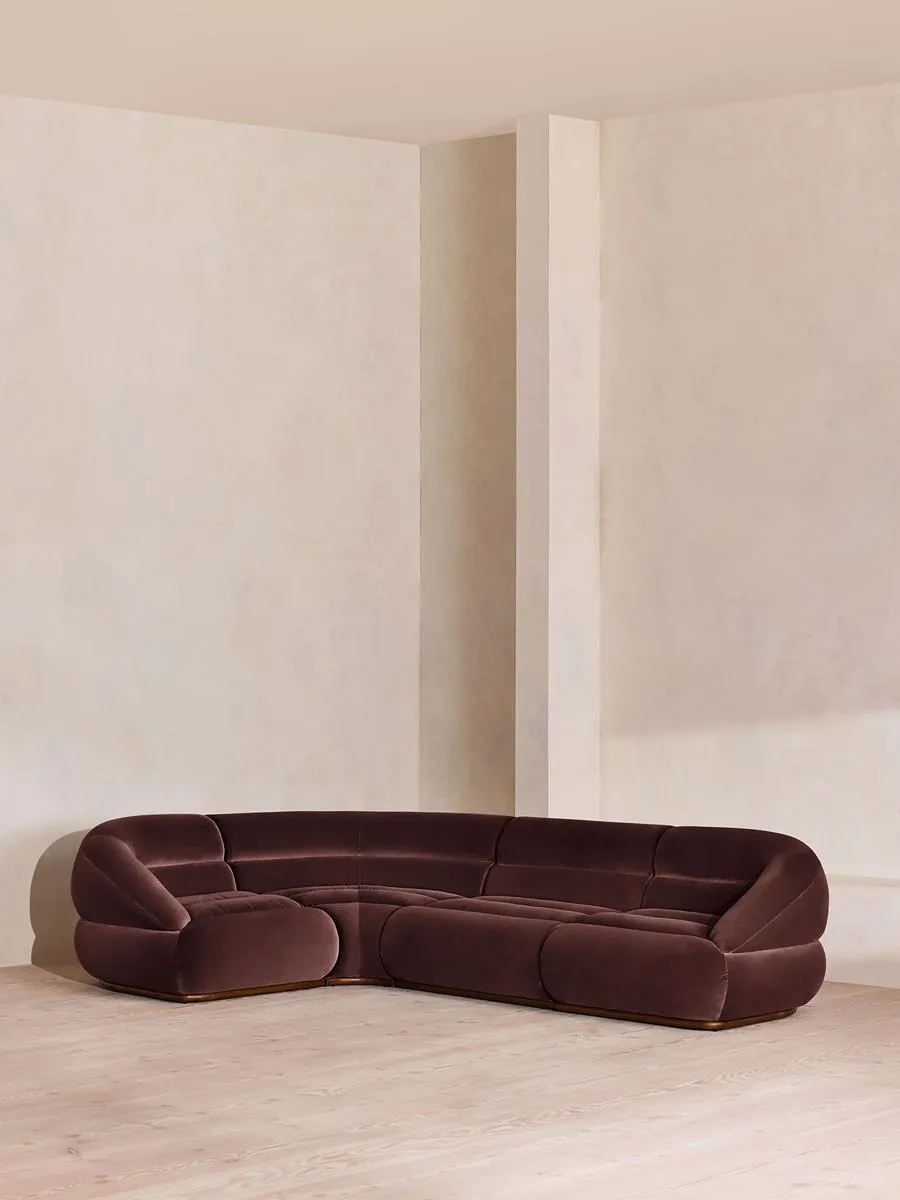 Edison Modular Sofa, L-Shape Sofa, Velvet, Aubergine