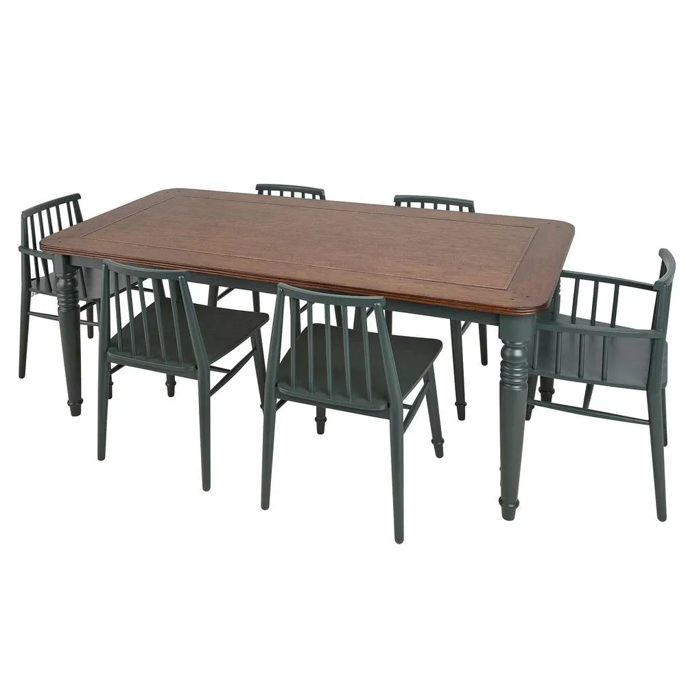 Statement Furniture Queensbury Wooden Dining Armchair with Slatted Back in Bottle Green 6